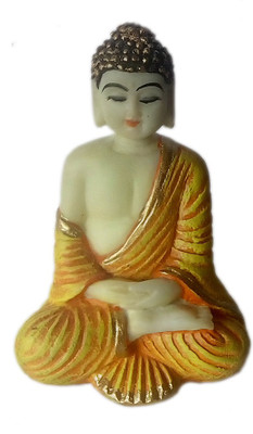 

Heeran Art Resting Buddha Idol Statue Decorative Showpiece - 9 cm(Polyresin, Orange)