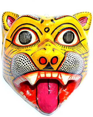

Art Godaam Tiger Mask Decorative Showpiece - 18 cm(Paper, Yellow)