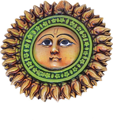 

Indigo Creativs Handcrafted Beautiful Terracotta Surya Devata Diwali Puja Door / Home Entrance / Wall Hanging Decoration Decorative Showpiece - 21 cm(Earthenware, Multicolor)