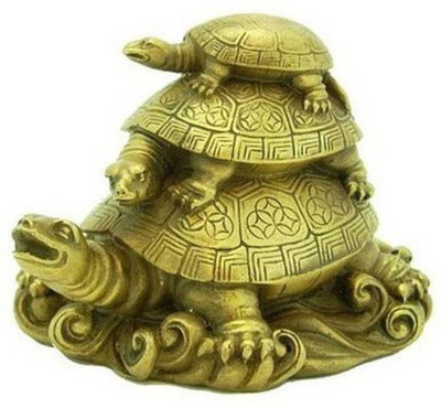 Varanasi Enterprises Feng Shui Three Tiered Tortoises Decorative Showpiece  -  9 cm(Polyresin, Green)