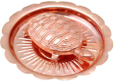 

Shubh Store Feng Shui Turtle In Plate for Make a Wish Decorative Showpiece - 2 cm(Alloy, Copper)