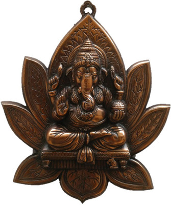 

JaipurCrafts Matel Wall Hanging Of Lord Ganesha On Lotus Decorative Showpiece - 27.94 cm(Aluminium, Brown)