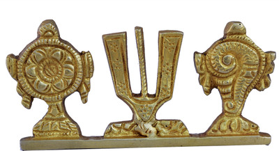 aakrati Brass Made Vishnu Sankh Chakra Namah Decorative Showpiece - 5 cm(Wood, Yellow) aakrati Brass Made Vishnu Sankh Chakra Namah Decorative Showpiece - 5 cm(Wood, Yellow)