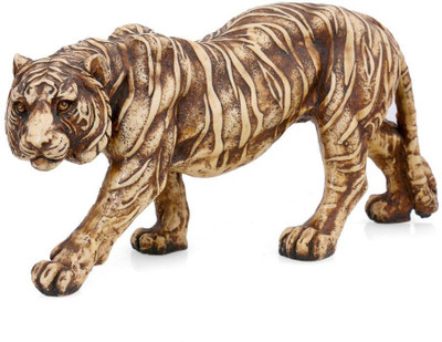 

Collectible India Handmade Marble Dust Tiger Statue Wild Animal figurine Decorative Showpiece - 13 cm(Marble, Brown)