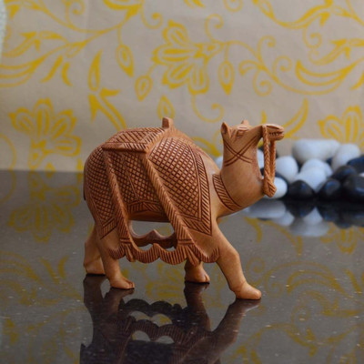 

eCraftIndia Wooden Carved Decorative Camel Decorative Showpiece - 7.7 cm(Wooden, Brown)