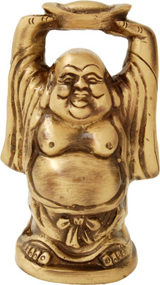 41% OFF on Handecor Laughing Buddha with Ingot Showpiece - 9 cm(Brass, Brown)