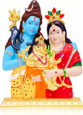

Kulin God Shankar Parvati And Ganesha Idol | Shankar Family For Car Dashboard | Home Decor | Gifting Decorative Showpiece - 15 cm(Gold Plated, Multicolor)