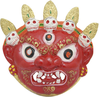 

Aaradhi Nazar Battu Evil Eye Mahakala Mask Wall Hanging Decorative Showpiece - 16 cm(Alloy, Red)