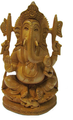 

SC Handicrafts Lord Ganesha Decorative Showpiece - 20 cm(Wooden, Beige)