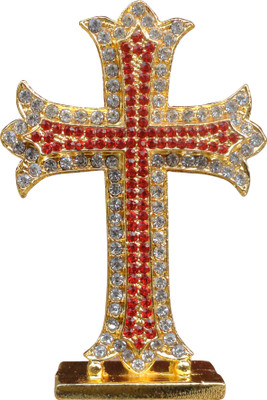 

Tied Ribbons holy cross Decorative Showpiece - 4 cm(Gold Plated, Gold)