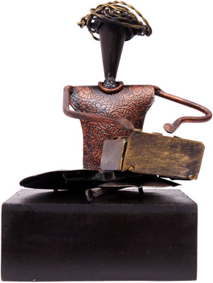 

NG Art Ventura Handcrafted Sitting Village Musician Playing Harmonium Decorative Showpiece - 20 cm(Wooden, Steel, Iron, Gold, Copper)