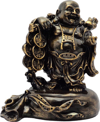 

Art N Hub Laughing Buddha - Handicraft Decor Statue (H-26cm) Decorative Showpiece - 26 cm(Polyresin, Gold)