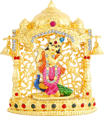 

Kulin God Krishna Idol For Home Decor | Car Dashboard | Gifting Decorative Showpiece - 7.5 cm(Gold Plated, Multicolor)