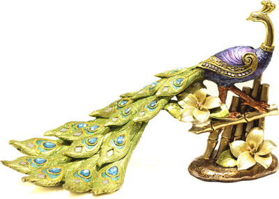 

X-Gift Aramani color full peacock Decorative Showpiece - 25 cm(Polyresin, Green)