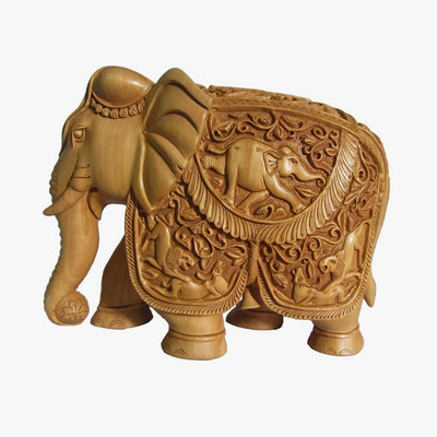 

JaipurCrafts Elephant Sikar 8 Inch Decorative Showpiece - 20.5 cm(Wooden, Brown)