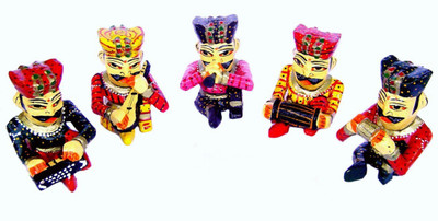 

Bharatcraft 5 Musician set Decorative Showpiece - 10 cm(Wooden, Multicolor)