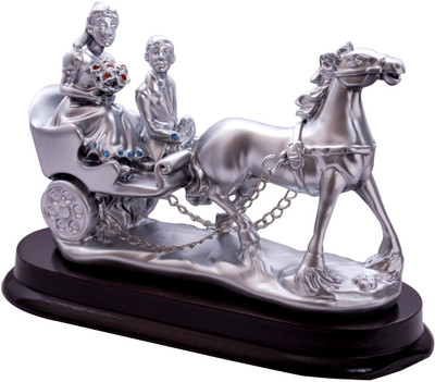 

Oyedeal Chariot Riding Couple Decorative Showpiece - 10 cm(Polyresin, Silver)