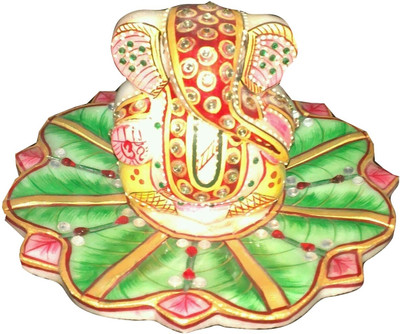 

JaipurCrafts Lord Ganesha On Flower Decorative Showpiece - 10.16 cm(Stoneware, Multicolor)