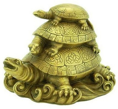 

Ripe India Vastu Feng Shui Three Tiered Tortoises Decorative Showpiece - 9 cm(Polyresin, Green)