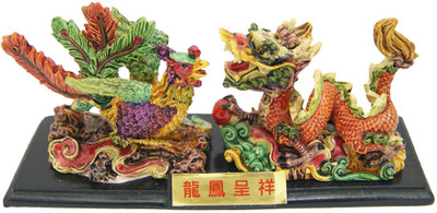 

DivyaMantra Dragon And Phoenix Statue Decorative Showpiece - 5.5 cm(Polyresin, Multicolor)