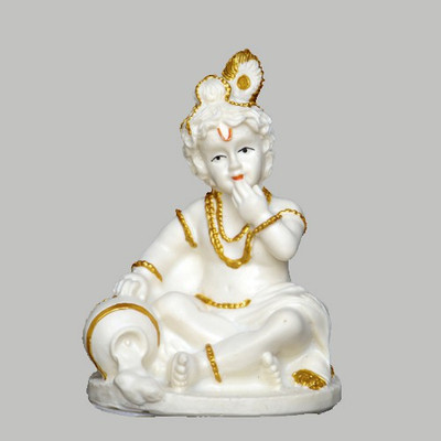 

Matchless Gifts Glow in Dark Makhan Krishna Decorative Showpiece - 9.5 cm(Polyresin, White)
