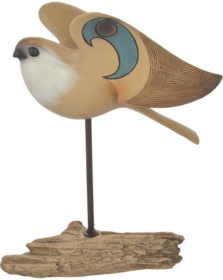 

shivika enterprises open feather bird on stand figurine Decorative Showpiece - 16 cm(Polyresin, Multicolor)