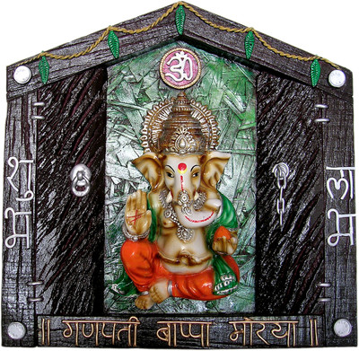 10% OFF on Megifting House Ganesha Shub Labh-Wall Hanging-BIG (GRN) Decorative Showpiece - 38 cm(Polyresin, Multicolor)