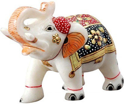 

Pooja Creation Marble Indian Elephent Decorative Showpiece - 8 cm(Stoneware, White)