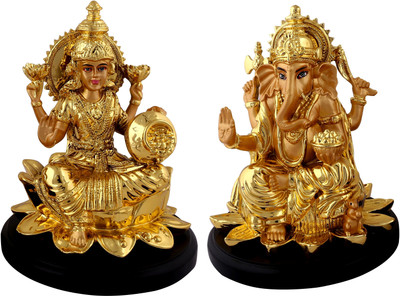 

Giftadia Laxmi Ganesh-7670 Decorative Showpiece - 18 cm(Polyresin, Gold)