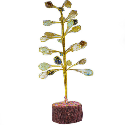 

Reiki Crystal Products Mix Onyx Tumble Tree Decorative Showpiece - 25 cm(Crystal, Wooden, Multicolor)