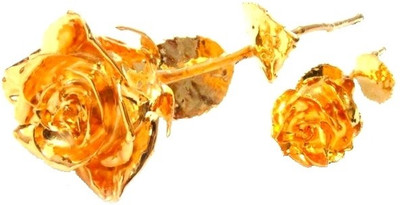 

Pllanet Gold Real Rose Dipped In Gold & Silver Decorative Showpiece - 28 cm(Gold Plated, Gold)