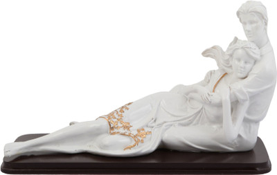 

JaipurCrafts Loving Couple Decorative Showpiece - 17.78 cm(Polyresin, White, Gold)