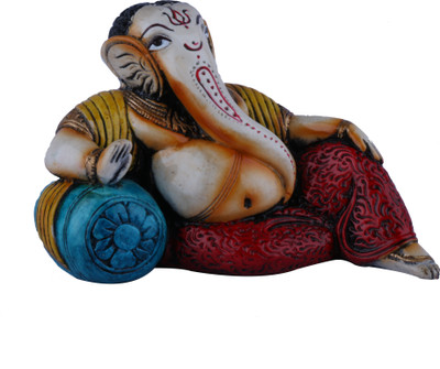 

The Nodding Head Lord Ganesha Reclining Statue (Red) Decorative Showpiece - 8 cm(Polyresin, Multicolor)