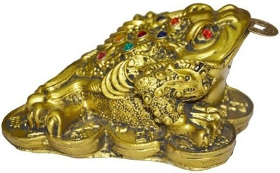

Bharatcraft Feng Shui King Money Frog Decorative Showpiece - 10 cm(Polyresin, Gold)