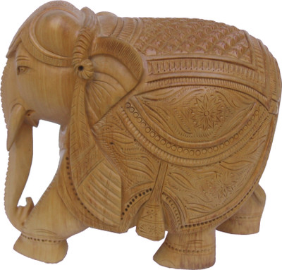 

Craft International Elephant Carved - 8 Inch Decorative Showpiece - 20.5 cm(Wooden, Brown)