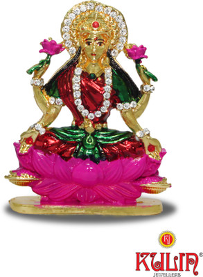 

Kulin Goddess Laxmi Idol On Lotus For Car Dashboard | Home Decor | Gifting Decorative Showpiece - 7 cm(Gold Plated, Multicolor)
