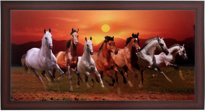 

BM Traders Running 7 Horses With Vastu Sunrise In Brown Frame Decorative Showpiece - 30.48 cm(Wooden, Brown)