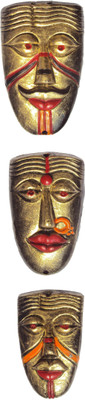 

Hand Artz Terracotta Handmade Home Decorative Wall Hanging Happy Family Mask Decorative Showpiece - 10 cm(Terracotta, Multicolor)