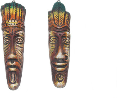 

Sarvsiddhi Terracotta Egyptian Couple Mask Decorative Showpiece - 5 cm(Terracotta, Multicolor)