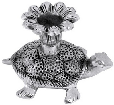 

Porcupine Tortoise Candle Stand Decorative Showpiece - 10 cm(Aluminium, Silver)