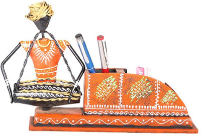 

Apkamart APKAMART Handcrafted Pen Stand Artistic - Musician with Dholak - Handcrafted Article for Table Décor and Gifts - 10 Inch Decorative Showpiece - 20 cm(Iron, Multicolor)