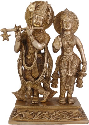 ARIHANT CRAFT Hindu God Radha Krishna Idol Radhey-Krishan Statue Radha Krishna Couple Sculpture Hand Craft Decorative Showpiece  -  30.5 cm(Brass, Yellow, Gold)