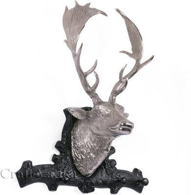 

Collectible India Large Deer Head Wall Sculpture Decorative Showpiece - 57 cm(Aluminium, White)