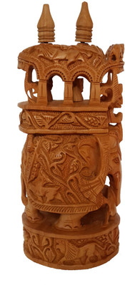 

DivineCrafts Wooden Carved Ambabari Elephant Statue Decorative Showpiece - 20.33 cm(Wooden, Brown)