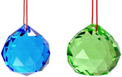Numeroastro Feng Shui Crystal Balls (Pack Of 2) Decorative Showpiece - 5 cm(Crystal, Blue, Green)