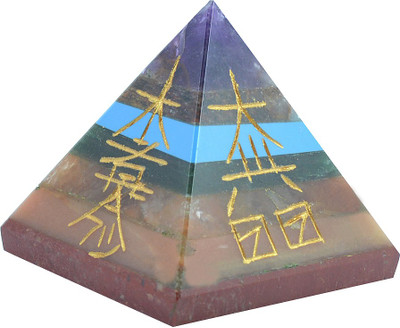 

Reiki Crystal Products 100 % Original 7 Chakra Reiki Symbol Engraved Pyramid Charged By Reiki Grand Master & Vastu Expert Decorative Showpiece - 5 cm(Crystal, Multicolor)