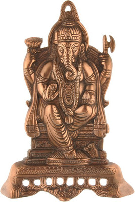 

Soft Art Ganesha Ji Sitting on A Throne With a Rat Decorative Showpiece - 29.5 cm(Brass, Copper)