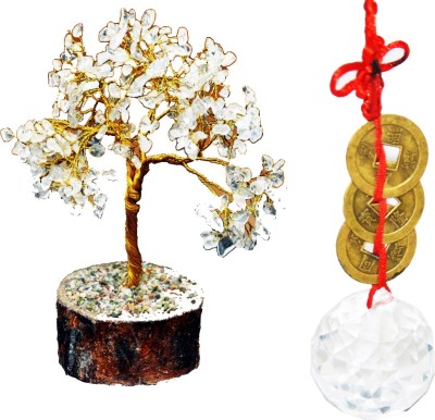 ANJALIKA Crystal Tree With Ball Decorative Showpiece  -  15 cm(Crystal, White)