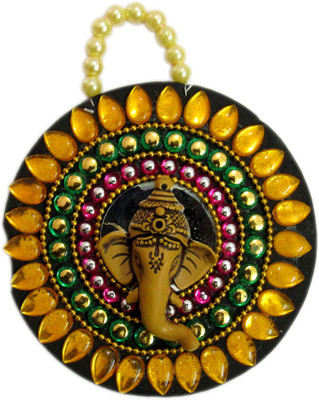 

Shree Sai Designer Door Hanging Ganesha Handicraft Decorative Showpiece - 10.5 cm(Plastic, Orange)