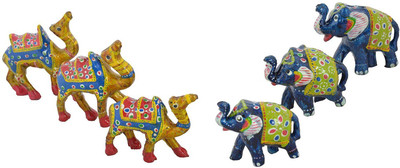 

Rajkruti rajasthani handicraft elephant and camel set Decorative Showpiece - 6 cm(Plastic, Multicolor)